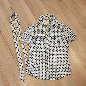 Vertigo Vertigo Dot Shirt with Tie - Black, Yellow and White